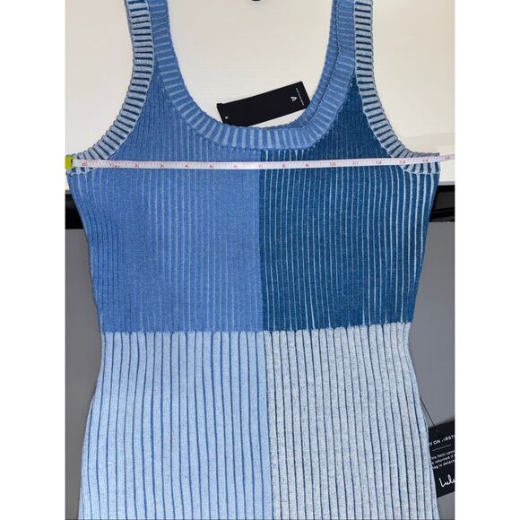 Lulus Radiant Personality Blue Color Block Ribbed Knit Midi Dress size XL NEW - Picture 11 of 13